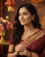 model wearing Heart pendant set with earrings