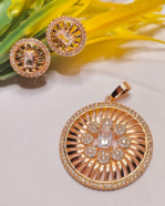 Tarnish Free Rose Gold Pendant Earring Set, Stainless Steel CZ Stud Earring Set
