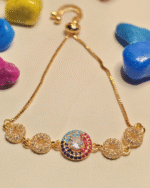 Tarnish Free Slider Bracelet Gold Plated, Stainless Steel Multi Color CZ Bracelet