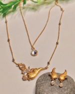 Elegant double chain pendant with matching earrings set by Tohfa Jewels