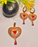 Heart pendant set with earrings