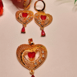 Heart pendant set with earrings