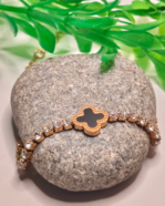 Tarnish Free Clover Tennis Bracelet - Stainless Steel Rose Gold Plated - Image 3