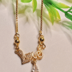 Gold Plated Love Pendant Necklace with CZ Heart and Adjustable Box Chain