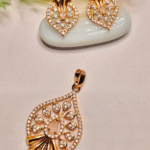 Tarnish Free Rose Gold Pendant Earring Set, Stainless Steel Teardrop Pendant Set