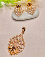 Tarnish Free Rose Gold Pendant Earring Set, Stainless Steel Teardrop Pendant Set