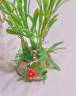 Floral Initial Chain Gifting, Everyday Wear Alphabet Pendant with Flower and Green Stones