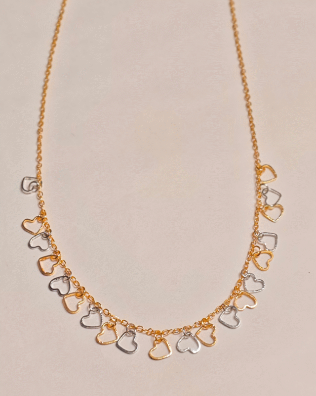 Dual Tone Heart Charm Necklace, Tarnish Free Love Chain India