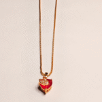 Gold Plated Red Heart Pendant Necklace, Tarnish Free Swan Chain India