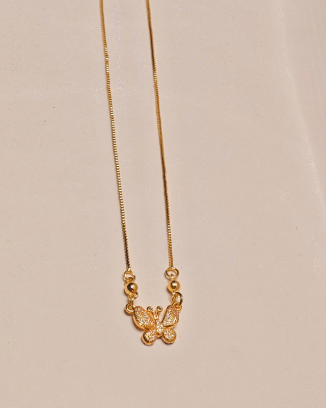 Gold Plated Butterfly Necklace for Women, Tarnish Free Pave Butterfly Chain India