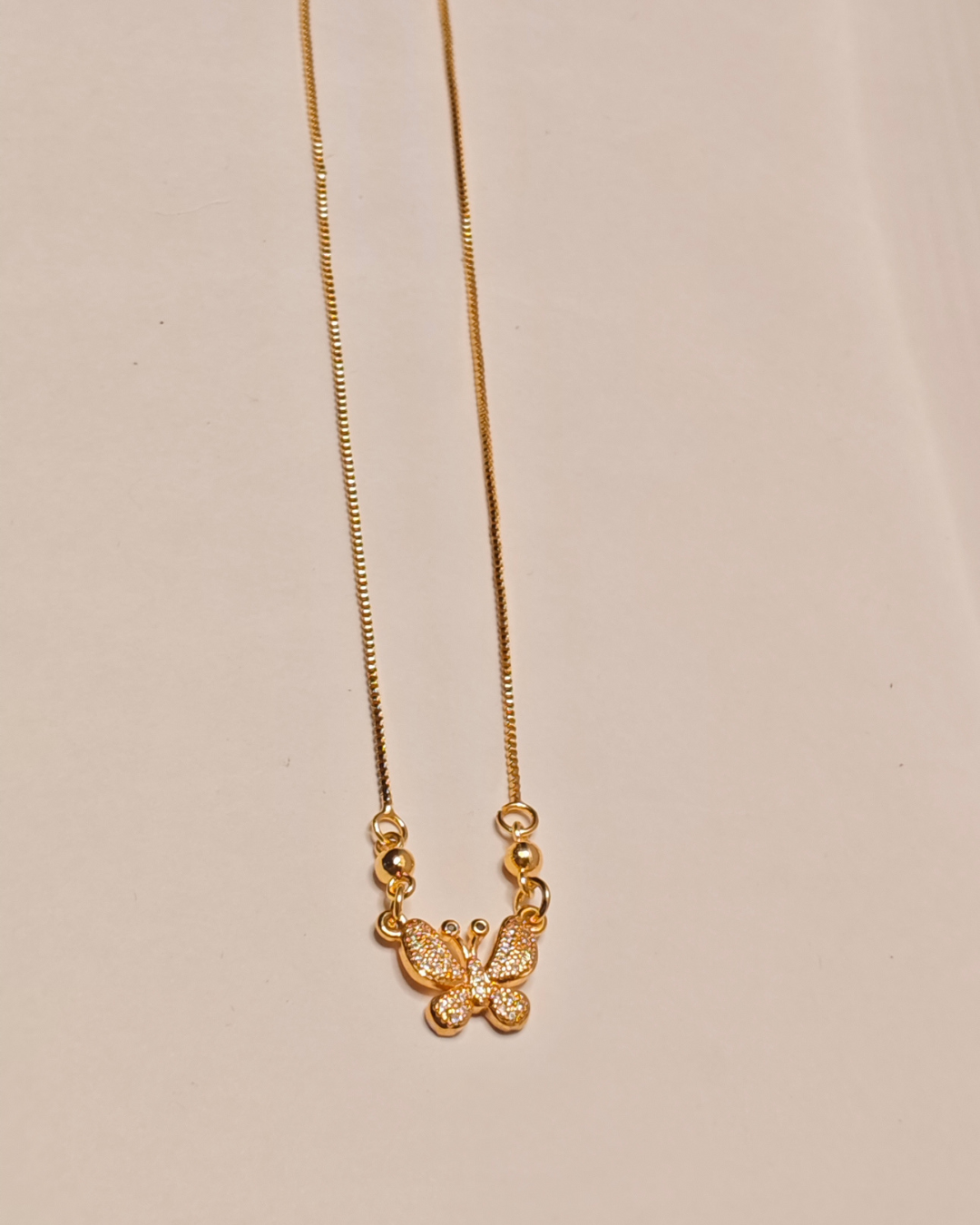 Gold Plated Butterfly Necklace for Women, Tarnish Free Pave Butterfly Chain India