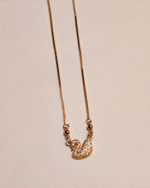 Gold Plated Swan Pendant Necklace, Tarnish Free Pave Swan Chain India