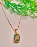 Gold Plated Green Stone Pendant Necklace, Tarnish Free Jade Chain India