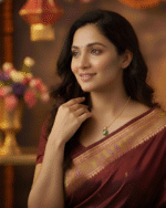 model wearing Everyday Wear Leaf Pendant Gifting, Modern Oval Green CZ Necklace, Gold Chain with Green Locket