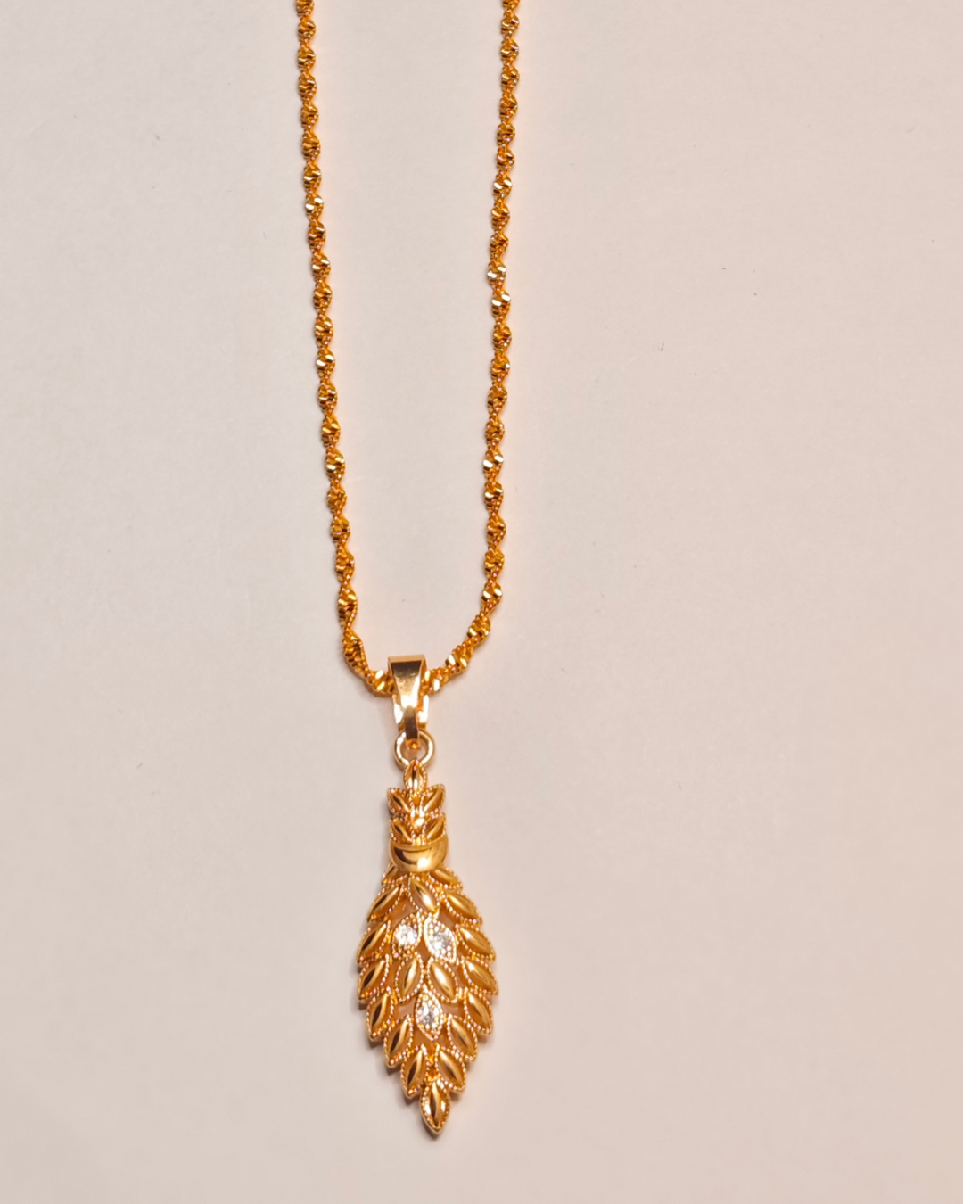 Gold Plated Pinecone Pendant Necklace, Tarnish Free Traditional Locket India Gold Plated Pinecone Pendant Necklace, Tarnish Free Traditional Locket India
