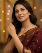 model wearing Textured Leaf Design Gold Chain, Everyday Wear Fancy Chain Gifting, CZ Stone Traditional Gold Pendent