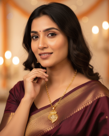 model wearing Ornate Gold Locket Gifting, Antique Style Heart Chain Necklace, Everyday Wear Link Chain Gold Pendent