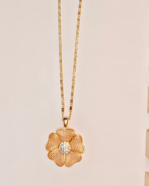 Gold Plated Filigree Flower Necklace, Tarnish Free Designer Locket India