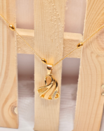 Everyday Wear Abstract Gold Pendent, Designer CZ Beaded Chain Gifting, Modern Flowing Feather Necklace