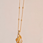 Gold Plated Swirl Pendant Necklace, Tarnish Free Wavy Chain India