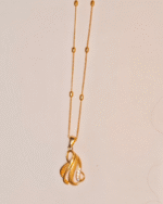 Gold Plated Swirl Pendant Necklace, Tarnish Free Wavy Chain India