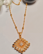 Everyday Wear Floral Motif Gold Chain, CZ Stone Traditional Mangalsutra Chain, Rope Chain Beaded Gold Pendent