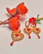 Heart Pendant Set Amara gold-plated red heart pendant set with matching earrings