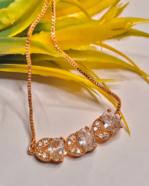 Elara adjustable rose gold bracelet with three oval american diamonds