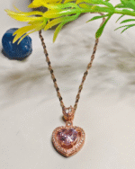 Rosalyn rose gold necklace for women with a pink heart pendant