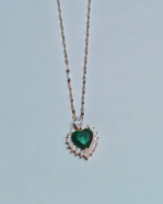 Esmeralda green stone necklace with an emerald heart pendant