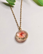 Flower Necklace India, Gold Plated Round Flower Pendant