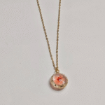 Gold Plated Resin Flower Necklace India, Round Pendant Tarnish Free Daily Wear