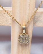 Square CZ Pendant Gifting, Tarnish Free Pendent Set, Pave Diamond Look