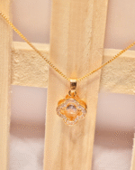 Pave Diamond Look Daily Wear Chain, Lucky Charm Gold Pendant Gifting