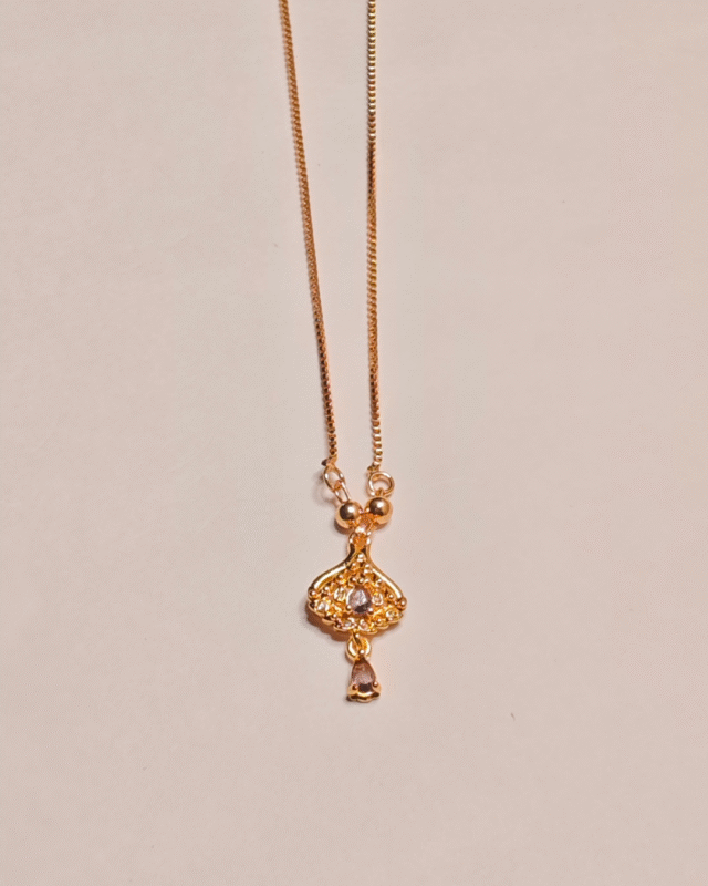 Traditional Gold Plated Pendant for Women, Tarnish Free Box Chain Necklace