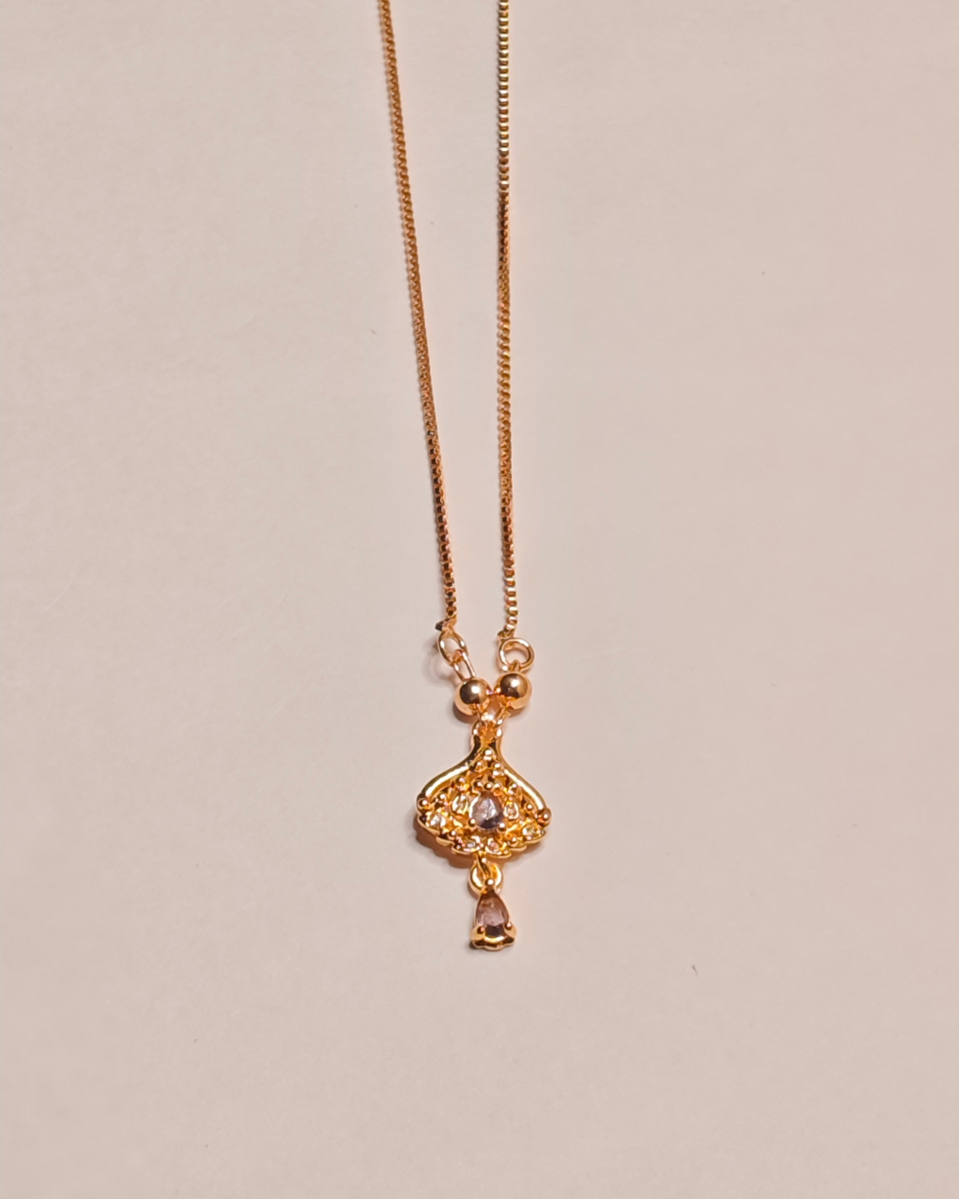Traditional Gold Plated Pendant for Women, Tarnish Free Box Chain Necklace