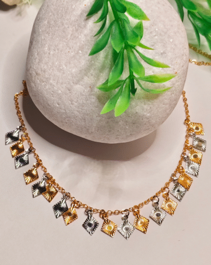 Dual Tone Charm Nacklace for Women, Gold and Silver Chain NacklaceIndia