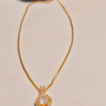 Gold Plated Solitaire Chain Necklace, Tarnish Free Halo Pendant India