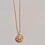 Gold Plated Flower Pendant Necklace, Tarnish Free Floral Chain India