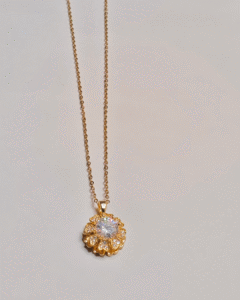 Gold Plated Flower Pendant Necklace, Tarnish Free Floral Chain India