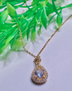 Solitaire Teardrop Gold Plated CZ Pendant Necklace - Image 4