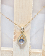 Solitaire Teardrop Gold Plated CZ Pendant Necklace - Image 3