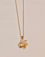 Gold Plated Flower Pendant Necklace, Tarnish Free Floral Chain India