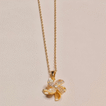 Gold Plated Flower Pendant Necklace, Tarnish Free Floral Chain India