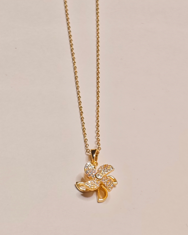 Gold Plated Flower Pendant Necklace, Tarnish Free Floral Chain India