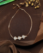 Gold Plated Pave Heart Bolo Bracelet, Tarnish Free Adjustable Slider Bracelet