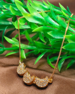 Gold Plated Pave Crescent Bolo Bracelet, Tarnish Free Adjustable Slider Bracelet