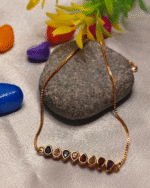 Rose Gold Plated Multi-Stone Bar Bracelet, Tarnish Free Adjustable Bolo Slider India