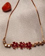 Rose Gold Plated Red Flower Bolo Bracelet, Tarnish Free Adjustable Slider Bracelet