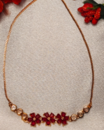 Rose Gold Plated Red Flower Bolo Bracelet, Tarnish Free Adjustable Slider Bracelet